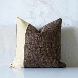 Brown and Tan Linen Pillow Cover